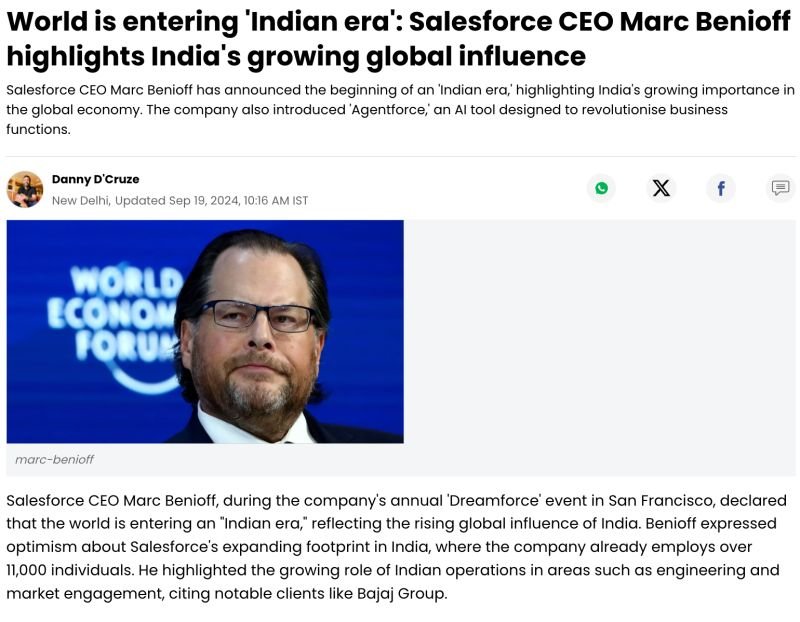 As Marc Benioff said recently: "The world is moving into the Indian 🇮🇳 era." 🚀
