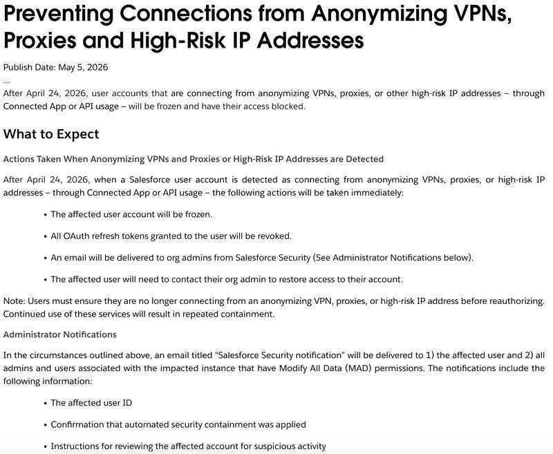 At least one client is having an issue with this recent VPN restriction security po...