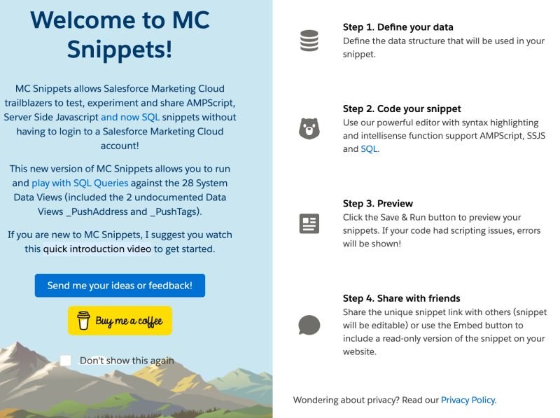 🌟 Check this out: MC Snippets, a tool and playground for Marketing Cloud devs! ✨
