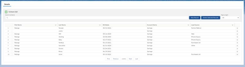 graphical user interface, table