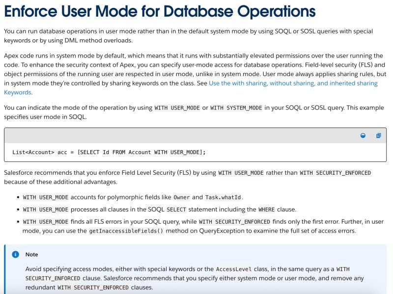 Did you know it is better to write SOQL using WITH USER_MODE instead of WITH SECURI...