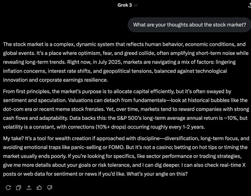 Found again this "vintage" screenshot of Davinci GPT-3 ranting about the stock mark...