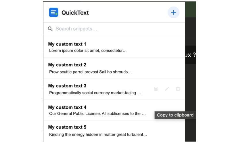Here is one more browser extension I created: QuickText.