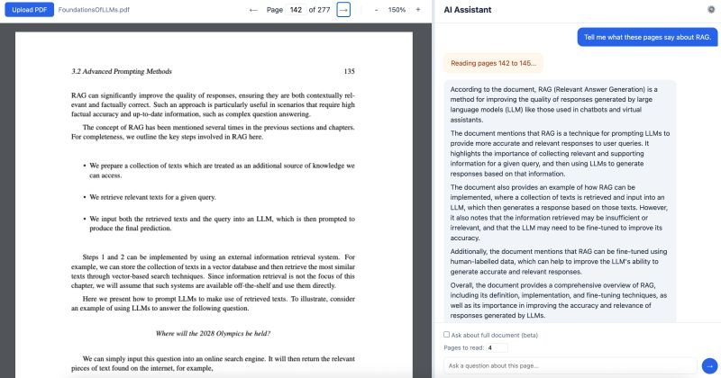 I built a lightweight example of RAG to run on your browser: an "AI PDF Reader" tha...