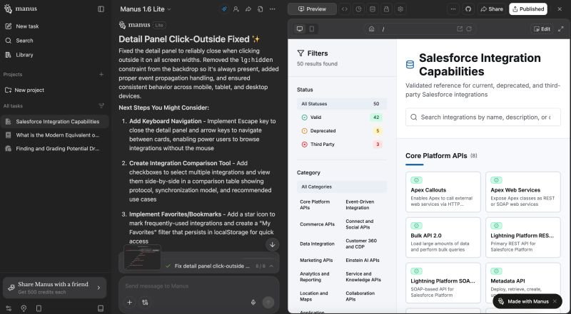 I gave Manus AI a list of Salesforce integration capabilities and tasked it to crea...