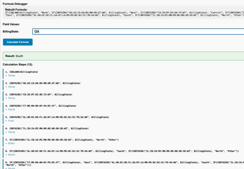 I have been working on a "Salesforce formula debugger".