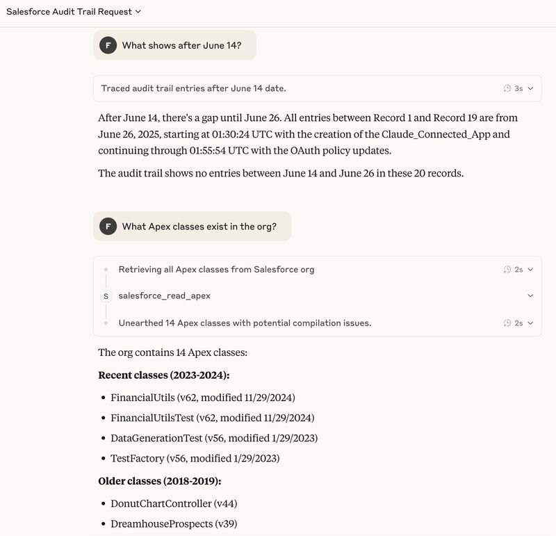 I've experimented Anthropic Claude with the Salesforce MCP Connector - 🙏 thanks to...
