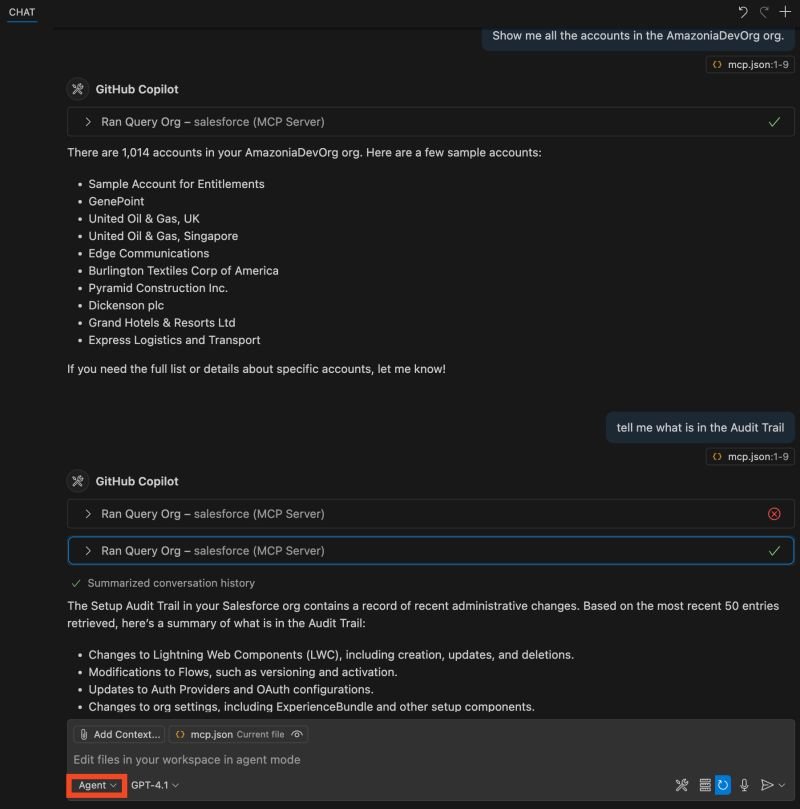 I've experimented with Salesforce's own MCP implementation this time.